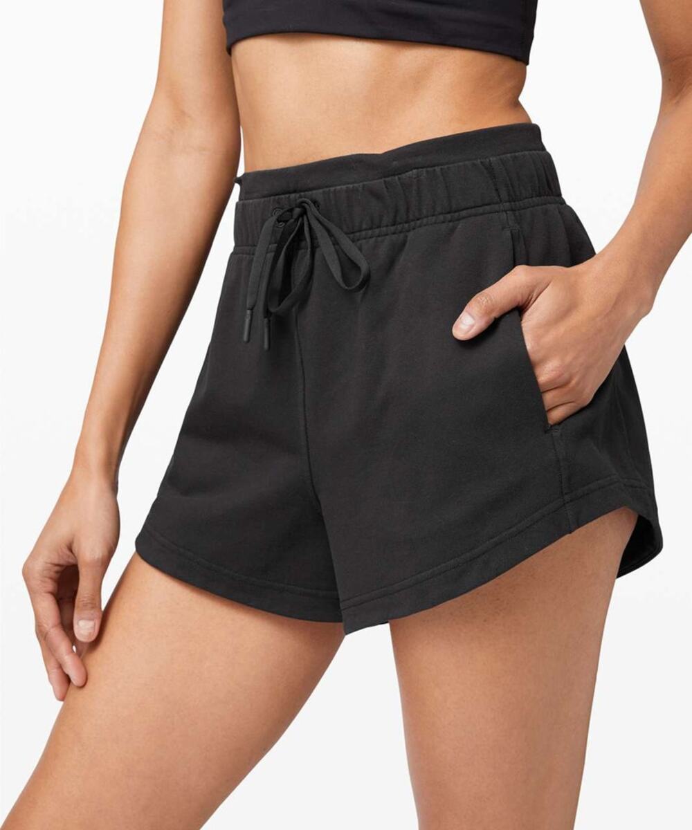 Lululemon Inner Glow Terry 3" High Rise Activewear Short Black 4 - Picture 1 of 8